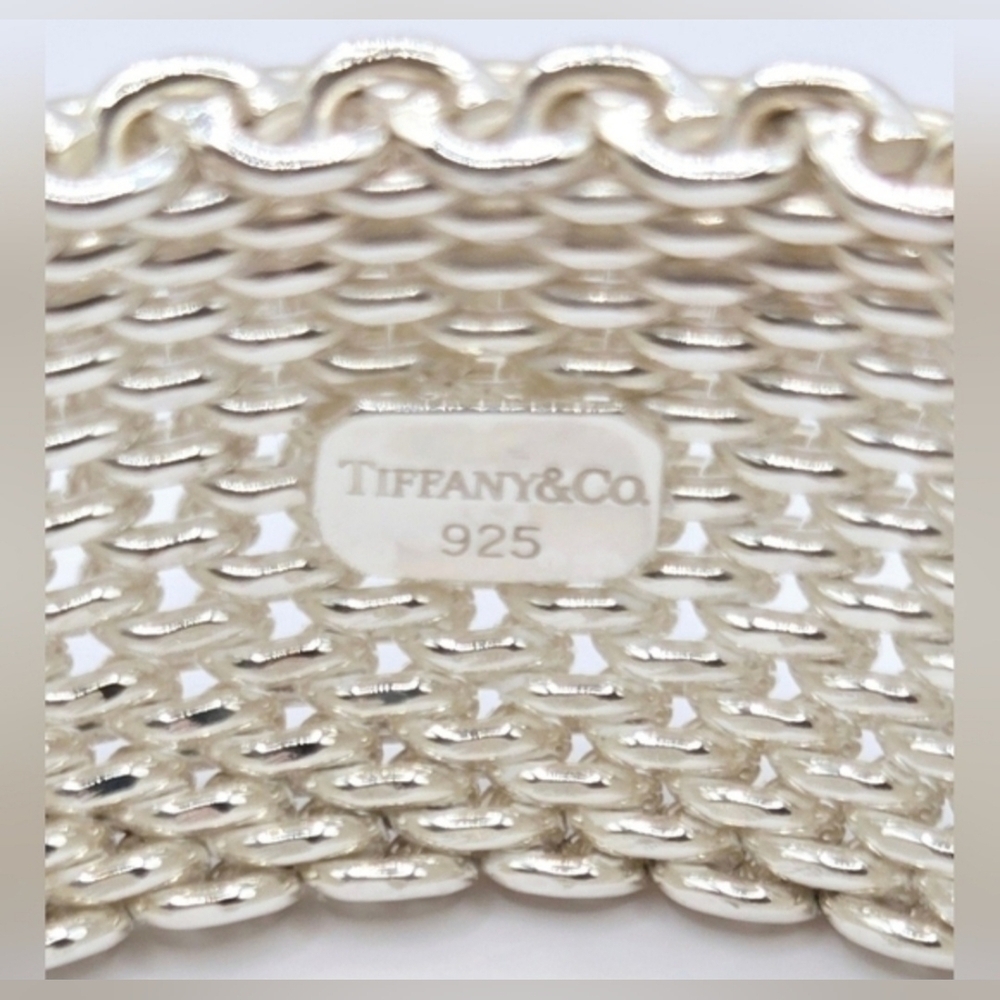 Tiffany & Co Sterling Silver Mesh Bracelet 925 Wide Woven Designer - Picture 5 of 11